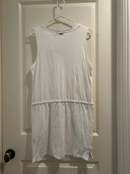 Tommy Hilfiger White Sleeveless Drawstring Dress stretchy Trim Details pockets - Picture 9 of 11